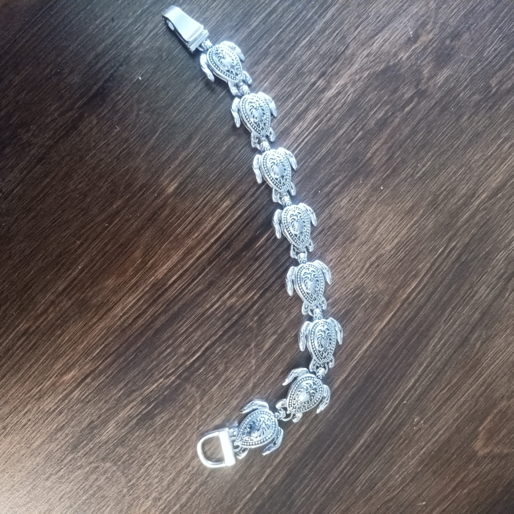 Silver Turtle Charm Bracelet